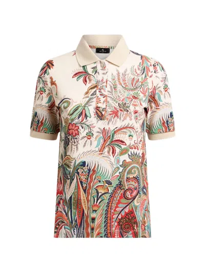 Etro Cotton Paisley-motif Polo Shirt In Multi
