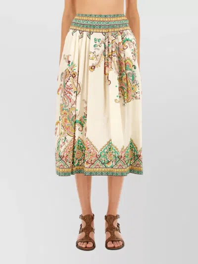Etro Cotton Paisley-print Pleated Midi Skirt