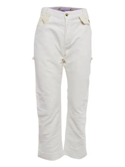Pre-owned Etro Cotton Panelled Jeans In White