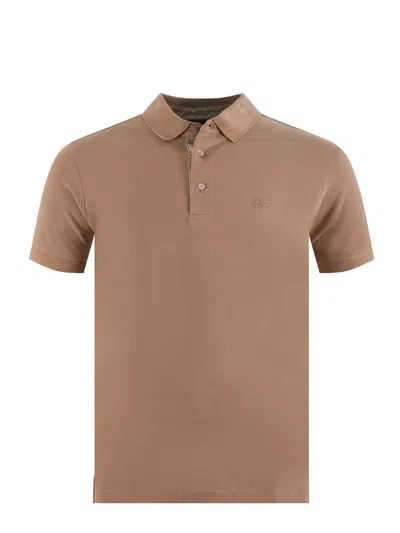 Etro Roma Short Sleeve Printed Details Polo Shirt In Brown