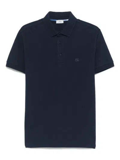 Etro Pegaso-embroidery Polo T-shirt In Blue