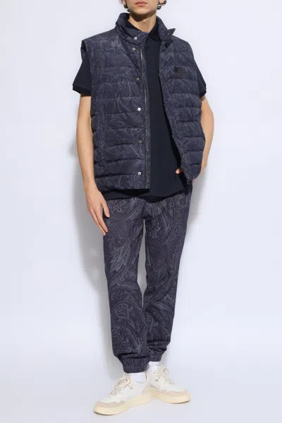 Etro Paisley-print Quilted Gilet In Navy Blue