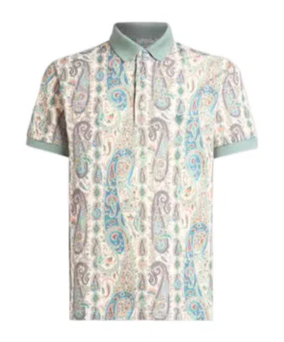 Etro Cotton Polo Shirt With Paisley Motif In Multi