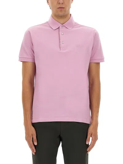 Etro Cotton Polo Shirt With Pegasus In Pink