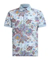 Etro , Cotton Polo Shirt With Print, Man, Sky Blue, Size 3xl