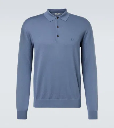 Etro Cotton Polo Sweater In Blue