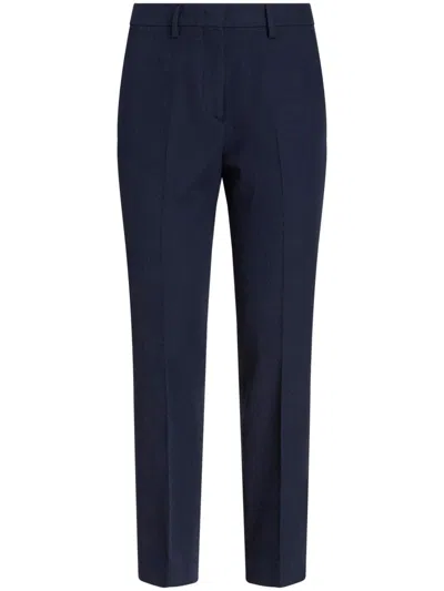 Etro Cotton Polyamide Elasthan Pants In Blue