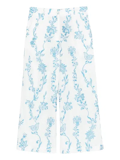 Etro Cotton Polyester Pants In Blue