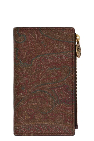 Etro Cotton Polyester Pvc Wallet In Brown