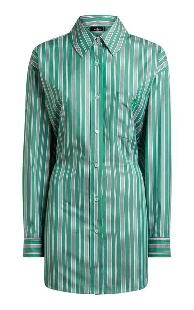 Etro Cotton-poplin Shirt In Green
