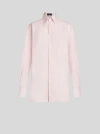 Etro Piped-trim Cotton-poplin Shirt In Pink