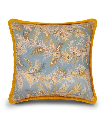Etro Cotton Quilted Caladium Bedspread In Blue