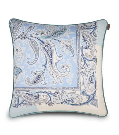 Etro Cotton Satin Yaara Cushion In Blue