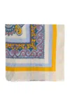 Etro Cotton Scarf In Crema/azzurro