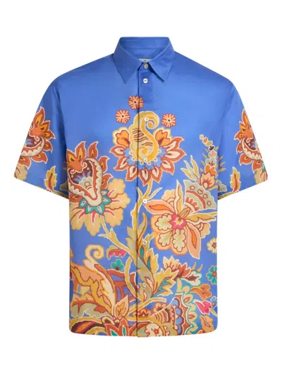 Etro Cotton Shirt In Blue
