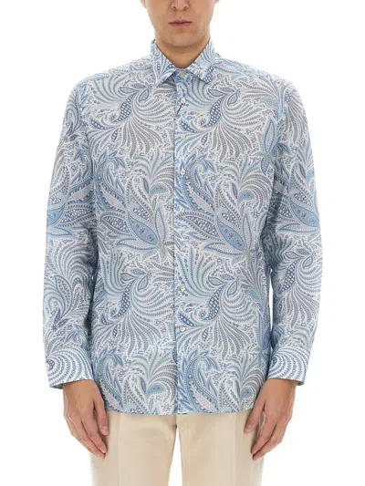 Etro Paisley Pattern Cotton Shirt In Blue