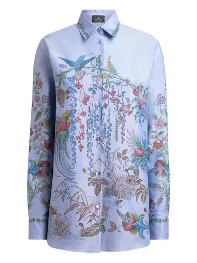 Etro Cotton Shirt In Blue