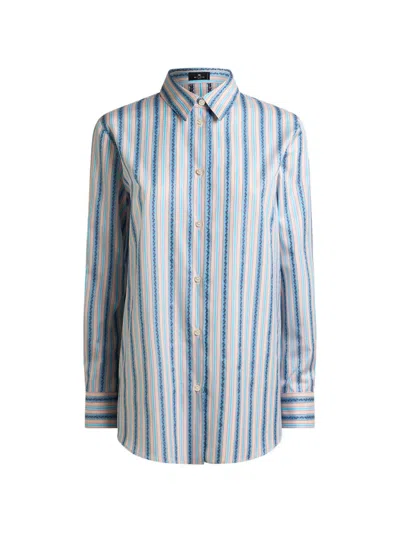 Etro Cotton Shirt In Blue