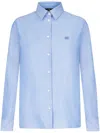 Etro Pegaso-embroidered Cotton Shirt In Blue