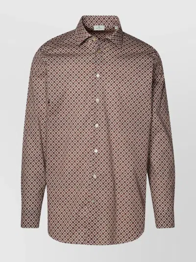 Etro Cotton Shirt Geometric Pattern In Brown