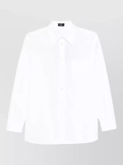 Etro Cotton Shirt Long Sleeves Chest Pocket In White