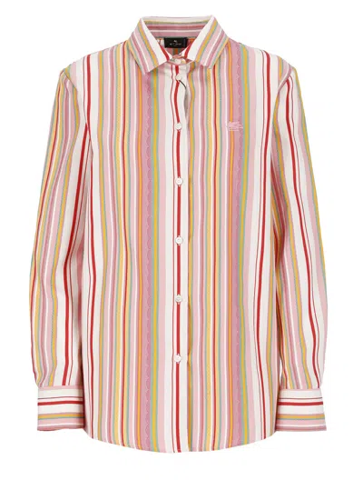 Etro Striped Jacquard Cotton Shirt In Multi