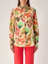 Etro Cotton Shirt In Rosa-verde