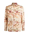 Etro Cotton Shirt With All-over Floral Print In Brown