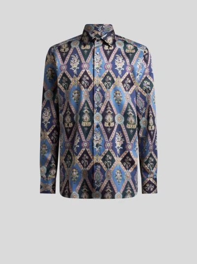 Etro Paisley-pattern Cotton Shirt In Blue