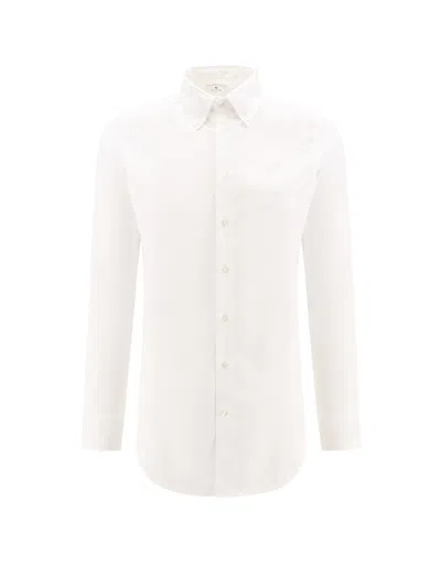 Etro Cotton Shirt With Embroidered Pegaso Logo In White