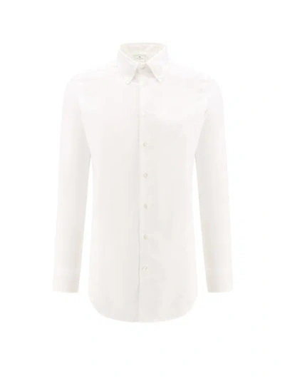 Etro Cotton Shirt With Embroidered Pegaso Logo In White