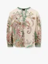 Etro Multicolor Blouse With V-neck And All-over Floral Print In Cotton Woman