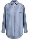 Etro Oversized Light Blue Jacquard Cotton Shirt