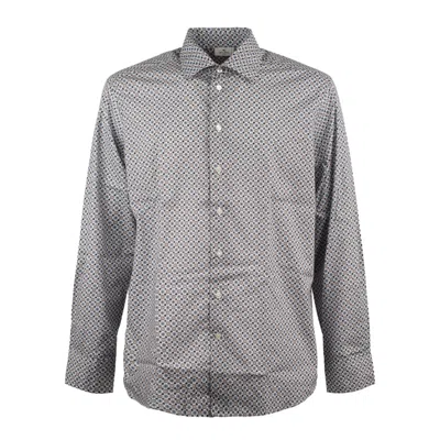 Etro Cotton Shirt With Micro Pattern All Over In Multicolor