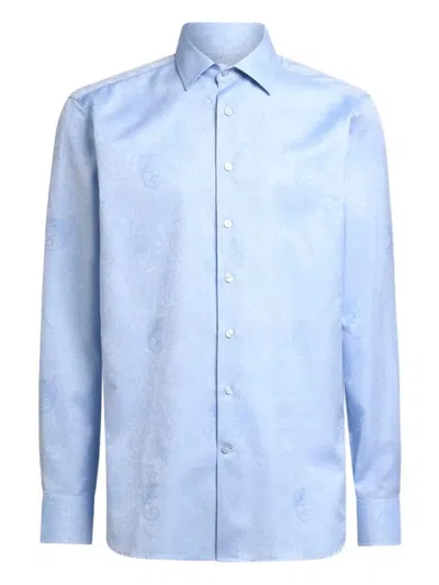 Etro Cotton Shirt With Paisley Jacquard In Multi