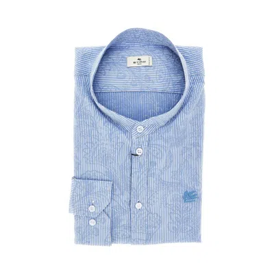 Etro Cotton Shirt With Paisley Motif In Blue