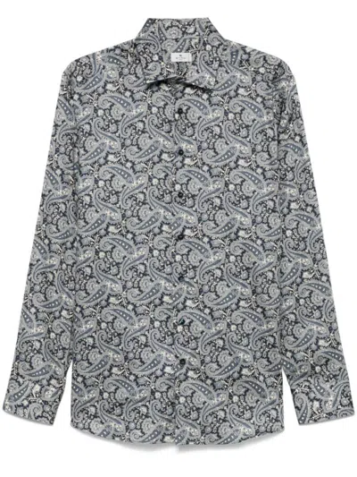 Etro Cotton Shirt With Paisley Print In Multicolour