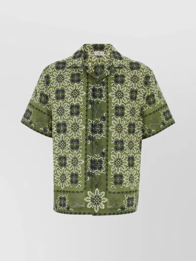 Etro Cotton Shirt With Patterned Design And Short Sleeves In Multicolor