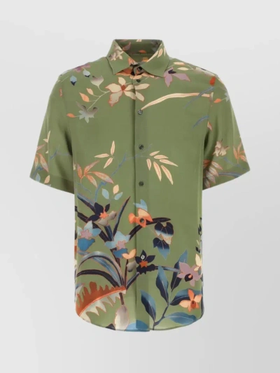 Etro Floral-print Silk Shirt In Green