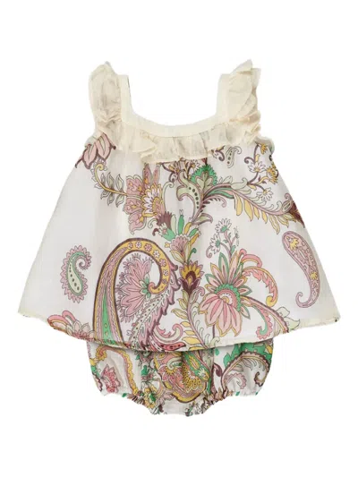 Etro Babies' Cotton Short Set In Neutrals