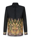 Etro Kaleidoscope-print Long-sleeve Button-front Voile Shirt In Print On Black