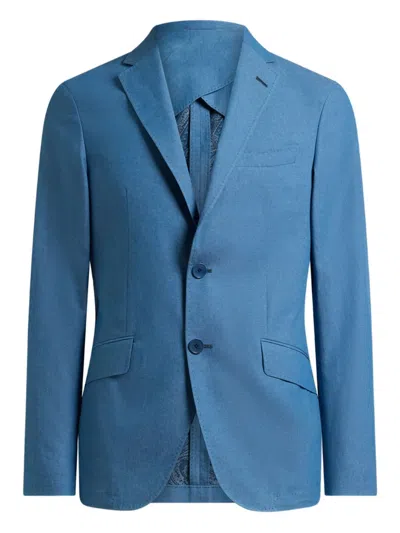 Etro Cotton Single-breasted Blazer In Blue