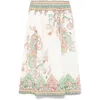 Etro Womens Print On White Base Floral-print High-rise Cotton Midi Skirt