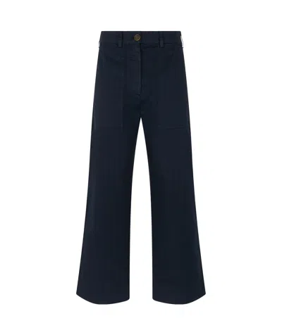 Etro Cotton Straight Leg Pants In Blue