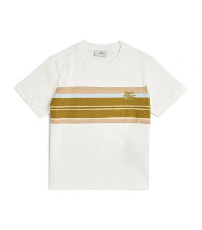 Etro Kids' Cotton Striped Logo T-shirt (4-16 Years) In Ivory