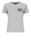 Etro Grey Crewneck Logo T-shirt In Grey