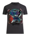Etro Cotton T-shirt With Sequin Embroidery In Gray