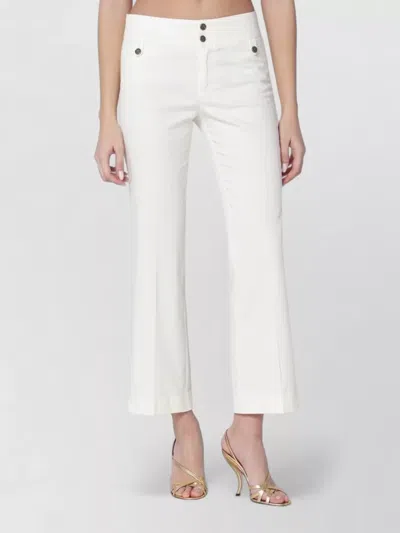 Etro Cotton Trousers Tailored Belt Loops Pockets In White