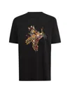 Etro Peacock Embellishment Cotton T-shirt In Black In Multi