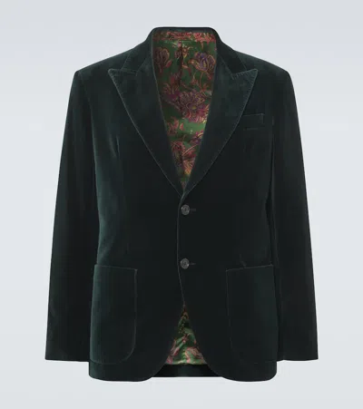 Etro Cotton Velvet Blazer In Green